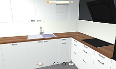 Planificación de cocina virtual de una cocina en forma de L